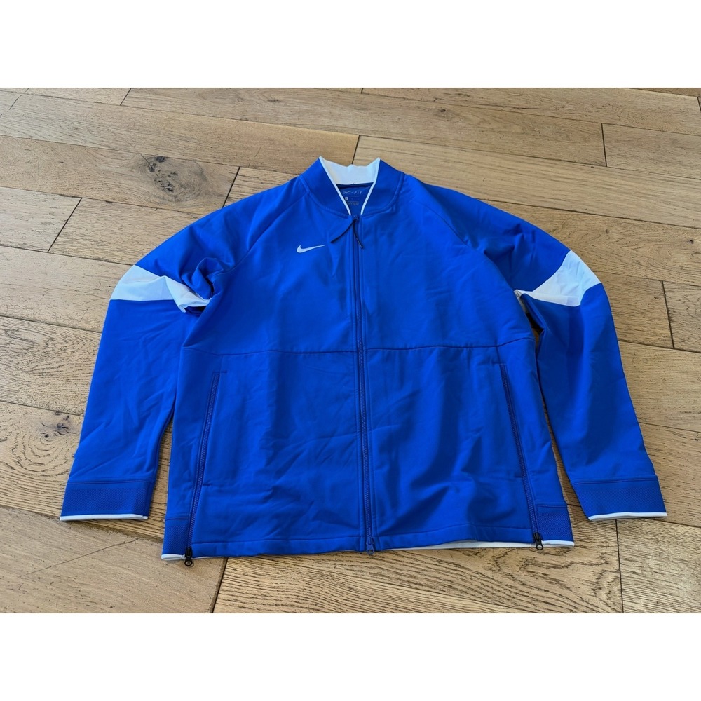 Nike Dri‎ Fit Track Jacket Blue White Full Zip Athletic Mens Size L